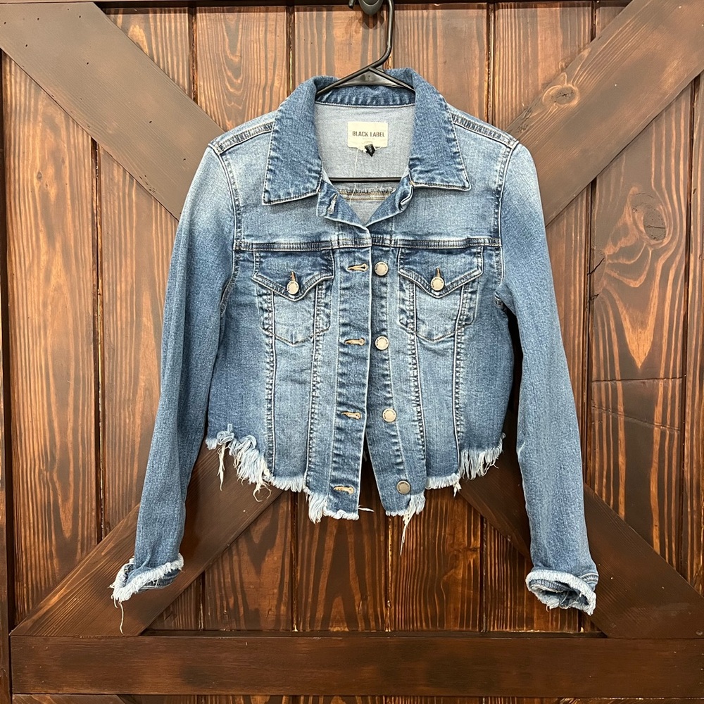 Black label cropped jean jacket